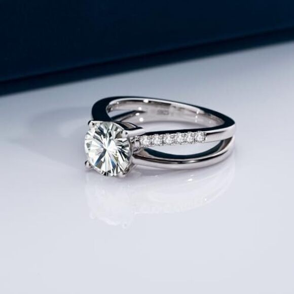 Moissanite Engagement Rings for Women,Moissanite Wedding Ring 2CT D Color VVS1 - Picture 3 of 6